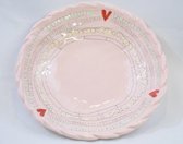Handmade decoratieschaal roze: 5 x Ø 21 cm: aardewerk