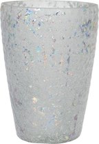 Clayre & Eef Porte-bougie Ø 9x13 cm Blanc Verre Rond Porte-bougies