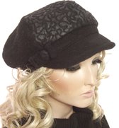 Luxe wollen damespet winterpet baretje kleur zwart maat M voor hoofdmaat 57 58 centimeter