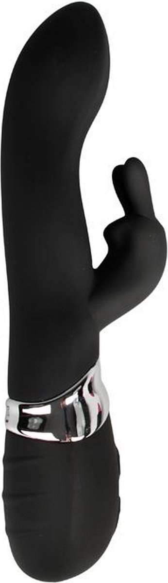 Sweet Smile – Rabbit Vibrator met Dubbele Dekking voor Vagina en Clitoris Oplaadbaar 21 cm – Zwart