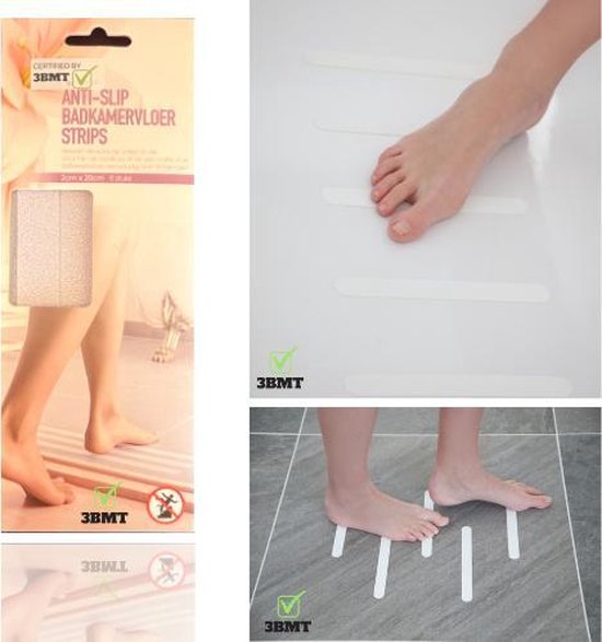 3BMT - Antislip douchemat en badkamer vloer strips - set van 8 - 2 cm x  20cm | bol.com