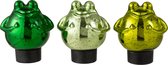 J-Line Doos 2 Kikker Glas Mix Groen Medium Assortiment Van 3 L 19,5 x B 9,5 x H 28 cm