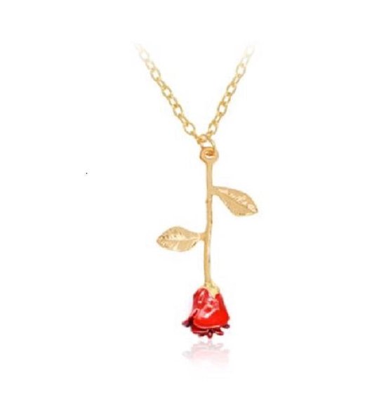 Collier Rose - pendentif plaqué or rose rouge - cadeau femme - petite amie  cadeau... | bol.com