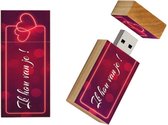 Ik hou van je hout rechthoek usb stick 8gb model 1013 – I love you, Valentijnsdag cadeau, Liefde cadeau, Liefdescadeau