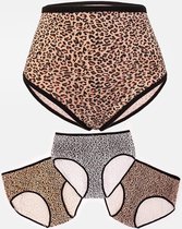 Comfortabele dames slips panterprint multipack 3 stuks maat 4XL