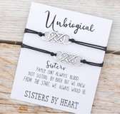 Sisters armband - sister - unbiogical - sisters by hart - 2 stuks - zwart - infinity