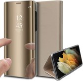 Hoesje geschikt voor Samsung S21 Ultra - Spiegel Book Case Cover Hoes Goud