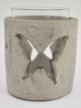 Theelichthouder - beton - vlinder- M - 12x13,5 cm