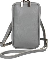 AmbraModa GLX17 - Crossbodytas, telefoontas van echt leer met afneembaar en verstelbare schouderriem, passend  voor mobiele telefoon tot 6  inch. Grijs