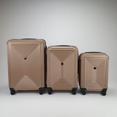 The Suitcase Society - Vegas Gold Emerald Cut Edition - Moderne 3-delige kofferset met 4 dubbele wielen