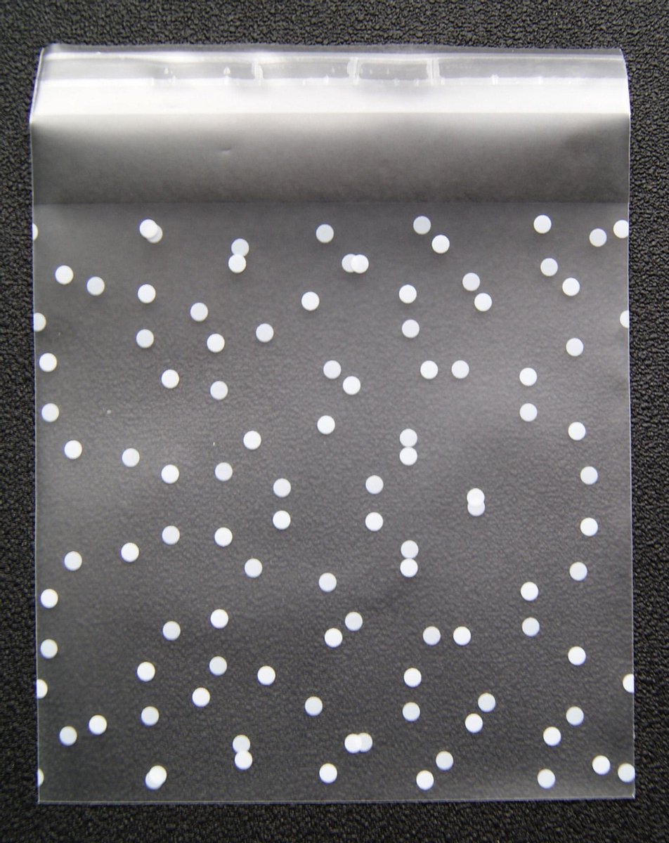 Afbeelding van product Home by Linda Cellofaanzakjes witte stippen - Uitdeelzakjes - Cellofaan zakjes 10 x 10 cm 25 stuks