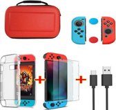 Nintendo Switch opbergtas beschermcase screenprotector accessoires set 5 in 1 Rood