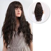 Bruine Pruik - Pruiken Dames - Wig - Verstelbaar - Lang Golvend Haar - Kastanjebruin - 70 cm