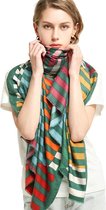 Josi Louis - zachte cosy viscose katoen sjaal pashmina omslagdoek stola met een kleurrijke grafische print - Groen