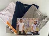 Trooxx T-Shirt-3x 2-Pack, 6 stuks - V- neck Long- White, Grey en Navy - S