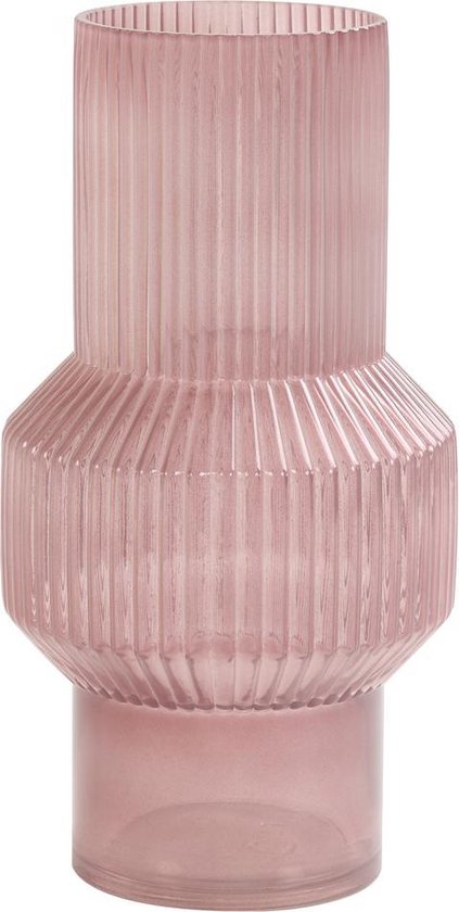 EXCLUSIEVE VAAS OUD ROZE / GLAS - Light & Living vaas - Vaas glas - Vaas oud roze - Glazen vaas oud roze - Oud roze glazen vaas - Oud roze glazen bloemenvaas - Vaas Leila Ø16x30