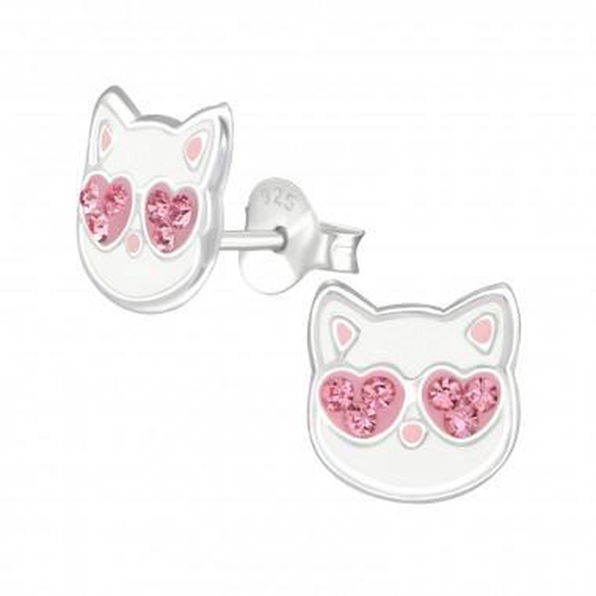 WeLoveSilver kinderoorbellen - zilveren oorstekers kat - 925 zilver