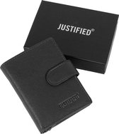 Justified Bags® Leather Nappa Credit Case Holder + Backside Coin Black + Box