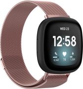 Fitbit versa bandjes van By Qubix - Fitbit Versa 3 / Sense milanese bandje - Maat: Small - Rosé goud