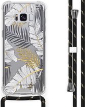 iMoshion Design hoesje met koord voor de Samsung Galaxy S8 - Bladeren - Zwart / Goud