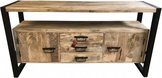 Industriële Kast van Mangohout - Sideboard - Mangohout - Dressoir van Mangohout - Industrieel - Industrieel Dressoir - Robuuste Kast - Landelijk - 150 cm Breed