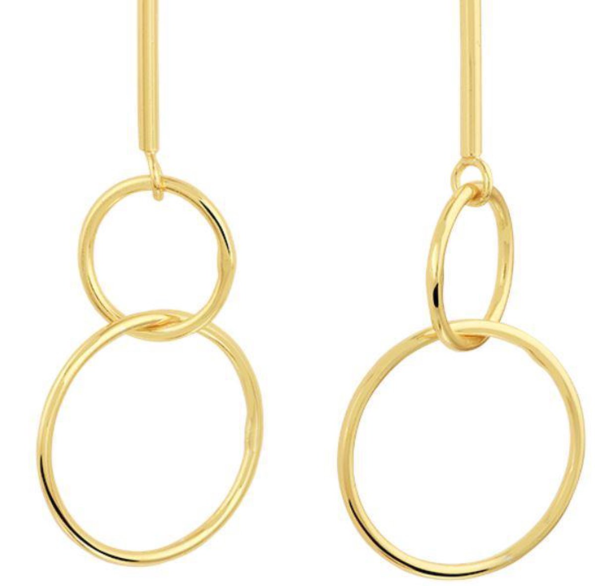 Schitterende Zilveren Gold Plated Oorhangers met Rondjes
