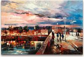 Handgeschilderd schilderij Olieverf op Canvas - Willem Haenraets 'Brug van Maastricht'