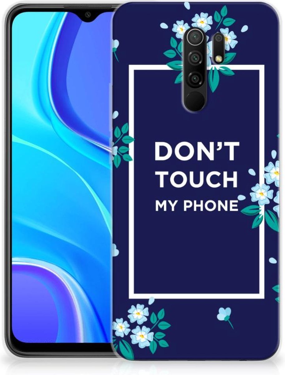 Xiaomi Redmi 9 Silicone-hoesje Flowers Blue DTMP