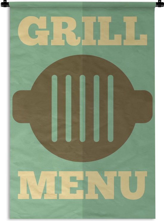 Wandkleed Barbecue - Barbecue illustratie met een grill Wandkleed katoen 60x90 cm - Wandtapijt met foto