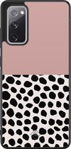 Samsung S20 FE hoesje - Stippen roze | Samsung Galaxy S20 case | Hardcase backcover zwart