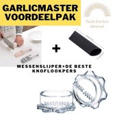 Garlicmaster Knoflookpers |Ook voor Gember en Noten + Messenslijper|Doortrekslijper|