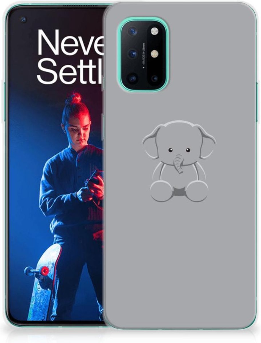 OnePlus 8T Telefoonhoesje met Naam Grijs Baby Olifant
