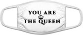 You are the queen mondkapje | konigin | koninginnendag | koningklijk | gezichtsmasker | bescherming | bedrukt | logo | Wit mondmasker van katoen, uitwasbaar & herbruikbaar. Geschik
