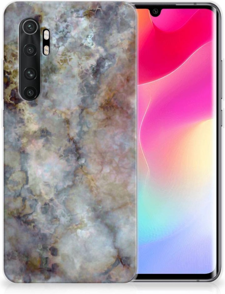 Xiaomi Mi Note 10 Lite TPU Siliconen Hoesje Marmer Grijs