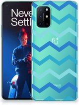 Telefoon Hoesje OnePlus 8T Siliconen Back Cover Zigzag Blauw