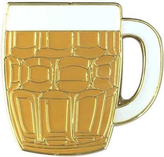 Bier Bierglas Bierpul Pils Schuimkraag Emaille Pin 2.1 cm / 2.3 cm / Geel Wit