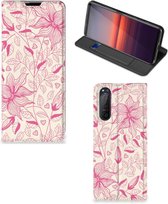 Magnet Case Sony Xperia 5 II Telefoon Hoesje Roze Bloemen