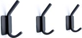 Schäfer & Koch© Zwarte plakhaakjes zelfklevend (3 stuks) voor oa handdoek, keuken, badkamer, toilet - 2 in 1