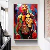 Allernieuwste Canvas Schilderij Boksen Mike Tyson - Modern - Sport  - Poster - 60 x 80 cm - Kleur