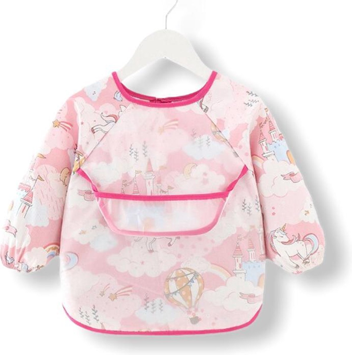 Goedkoopste Kinderschort 'Princess' lange mouwen - Slab met mouwen - Slabbetje Little hippo - Waterproof - Knutselen - Kliederschort - 3 tot 5 jaar