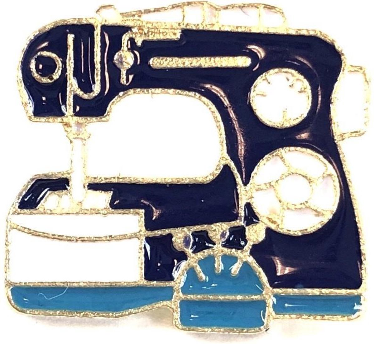 Vintage Naaimachine Emaille Pin 2.5 cm / 2.2 cm / Zwart Blauw Wit