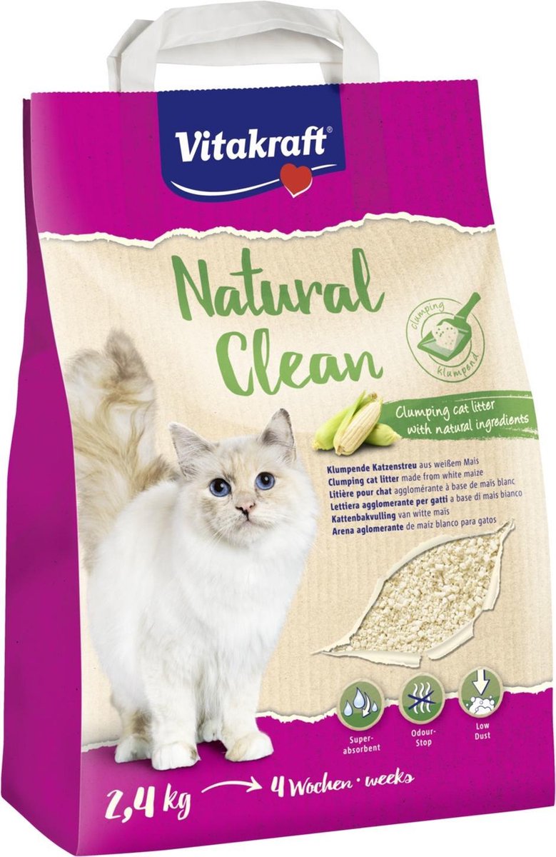Vitakraft Natural Clean kattenbakvulling maïs | 2.4 kg
