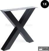 Stalen X Tafelpoten SET - Zwart Koker 8 x 8 - Metalen Tafel Onderstel - Incl. steldoppen - 100% NL kwaliteit