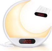 CARTLINE Wake Up Light Nachtlamp - Slaaptrainer- LED Lamp - Tafellamp - Leeslamp- Wekker & FM radio - Zonsopkomst & -Ondergang Simulatie - Nachtlampje Kinderen & Volwassenen - Sfee