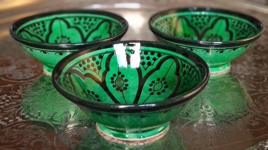 Plats à Tapas - bols - fait main - marocain - vert - 3 pièces - Ø13cm | bol