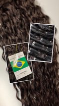 Clip In Extensions Afro Curl 3A/3B bruin brazilian hair 120gram 50cm