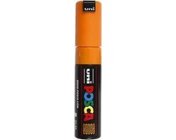 Krijtstift – Chalkmarker – Universele Marker – Uni Posca Marker – Oranje – PC-8K – 8mm – Beitelpunt – Large – 1 stuk