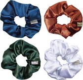 Ellastiek scrunchie box Lenn hoogwaardige kwaliteit - giftbox satijnen scrunchies -  set 4 stuks- set haarelastiekjes - haar accessoires - luxe uitstraling en kwaliteit- Handmade in Amsterdam