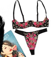 2 delige lingerieset Florale ( kwart cup )