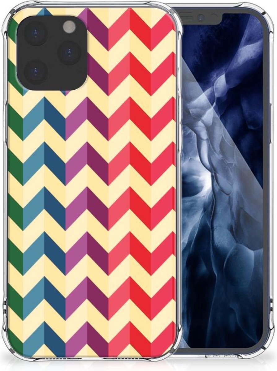 iPhone 12 Pro Max Doorzichtige Silicone Hoesje Zigzag Multi Color